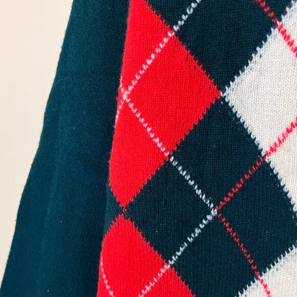 The Scotch House 100% Lambswool Argyle Wool Sweater - Men's Size 44 - Green Red - Picture 4 of 12